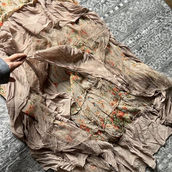 Cecico NWT Hi Low Maxi Sheer Dress Top Medium Tiered Ruffles Woodland Fairy - Picture 2 of 11